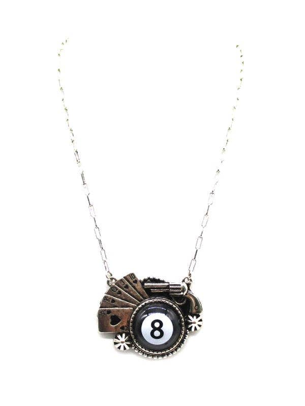 8 Ball Poker Theme Pendant Necklace for wholesale by Snowing West