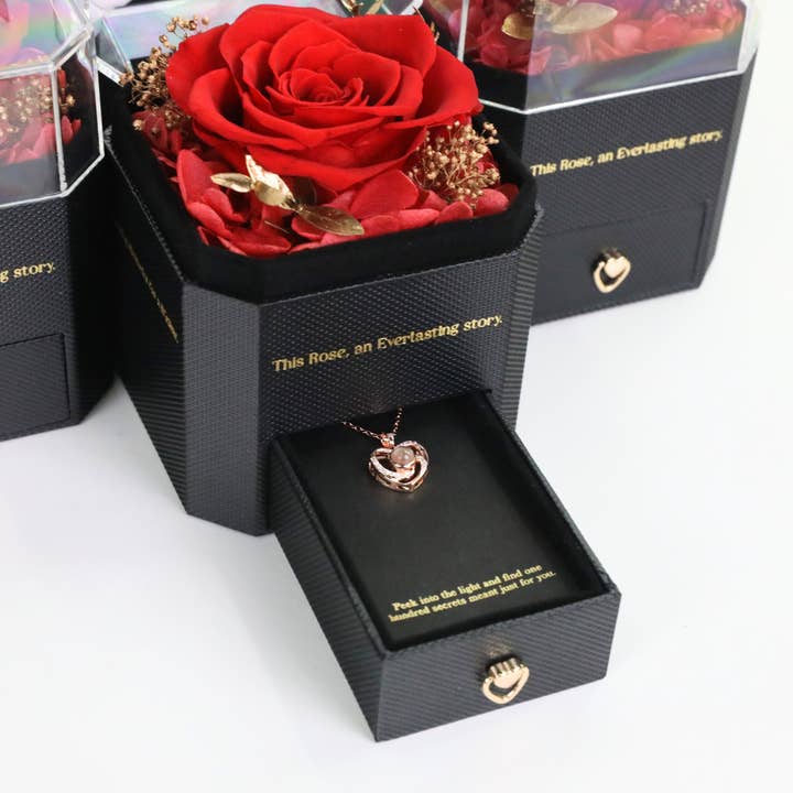Mossify - Wholesale Artificial Flowers - Everlasting Memories Rose – Preserved Rose & Necklace Gift3