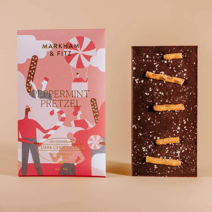 Markham & Fitz Chocolate - Wholesale Pretzels - Peppermint Pretzel Dark Chocolate Bar5