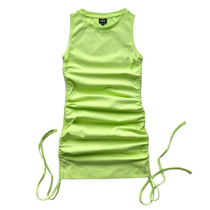 AS Green Gathered Jersey Dress for wholesale by Little Olin