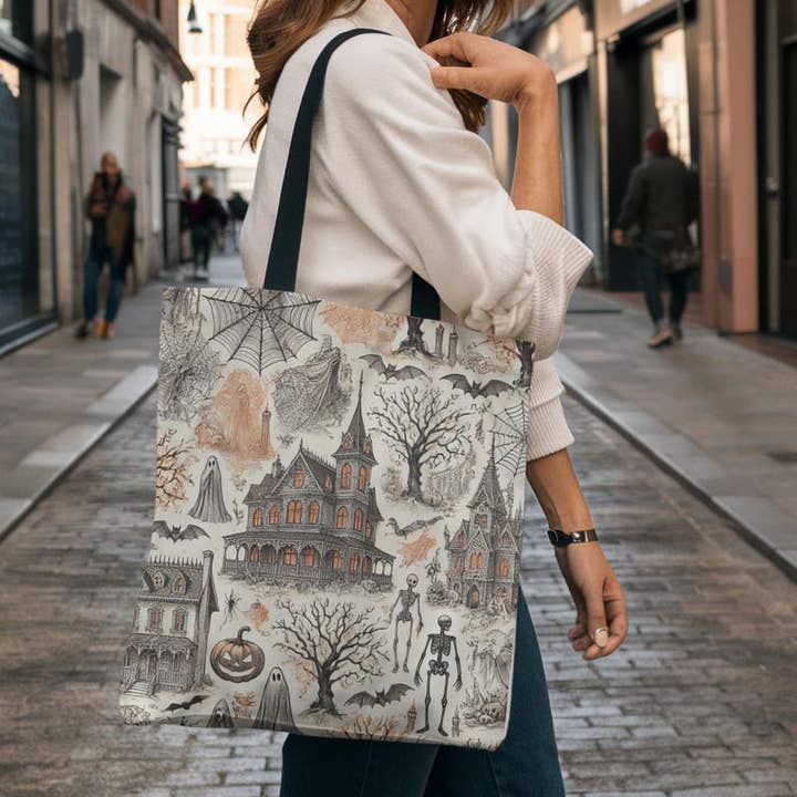 MagicMerchEmporium - Wholesale Tote Bag - Unisex - Halloween French Toile Tote Bag4