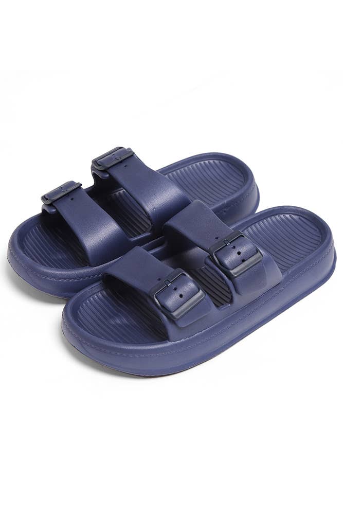 Hana - Wholesale Slides - Women's - Solid Comfy Double Strap Slide Slipper2