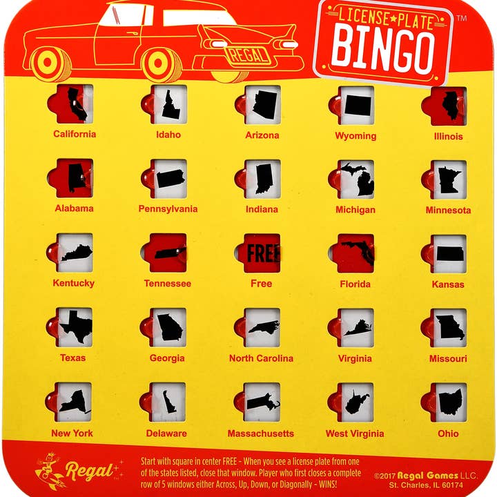 Regal Games - Wholesale Card Game - Travel Bingo License Plate 24 pc PDQ7