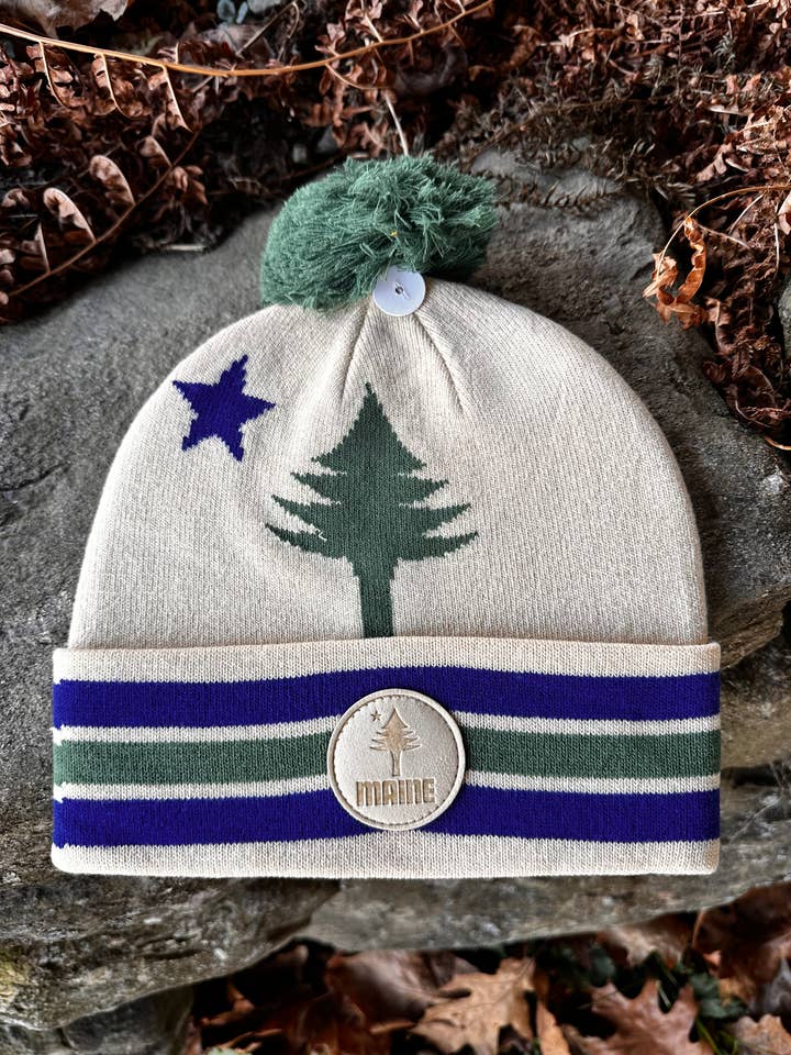 1901 Flag Pom Pom Winter Hat for wholesale by Woods & Sea