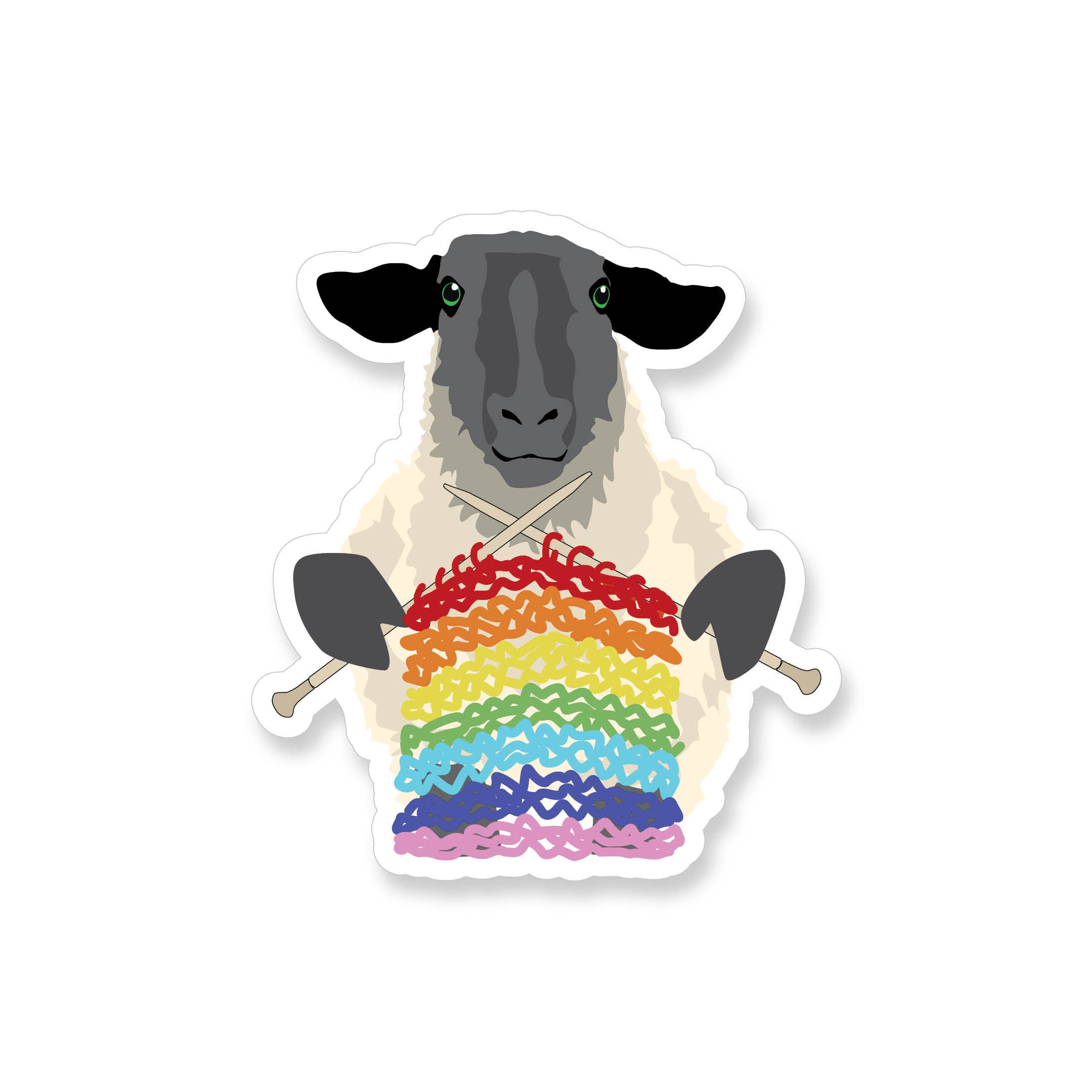 Apartment 2 Cards – wholesale Sticker – Sheep Knitting Rainbow Vinyl Sticker