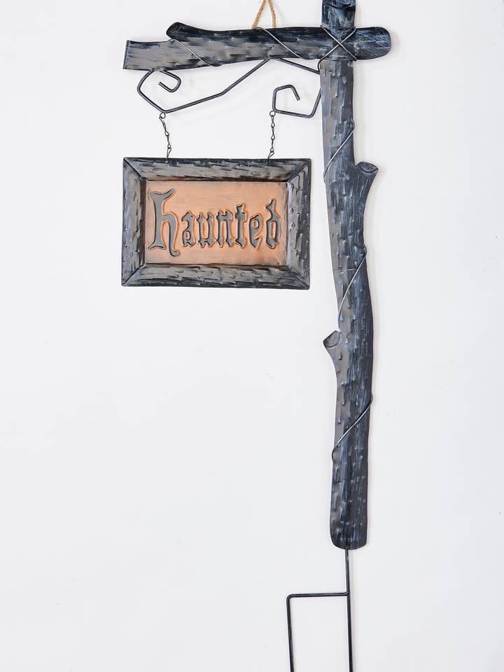Piquet en métal pour panneau de signalisation hanté Halloween, 37 po pour la vente par WORTH IMPORTS
