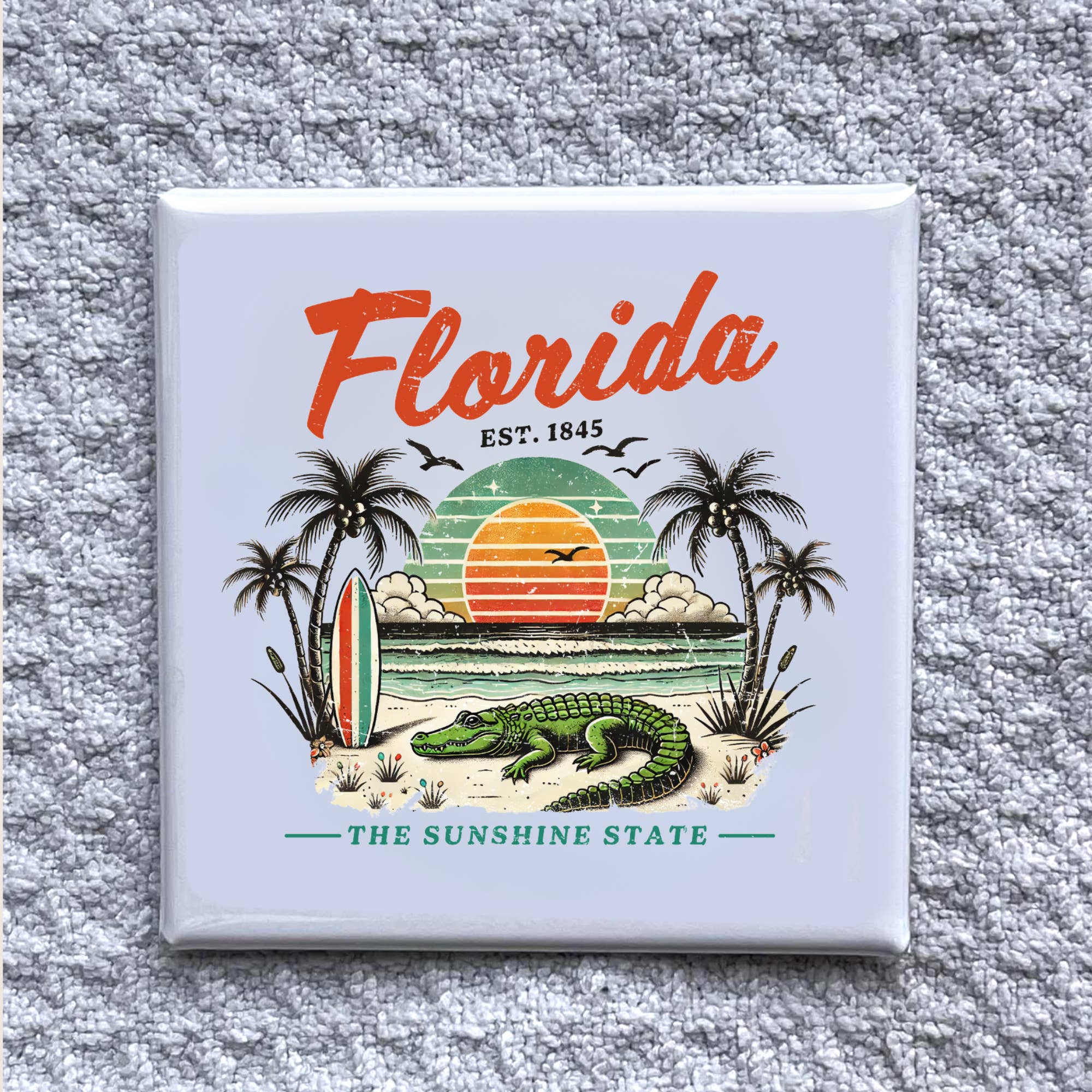 Made With Aloha Magnets,llc - Wholesale Magnet - Florida Sunshine State 2x2" Magnet-Handmade Fridge Souvenir