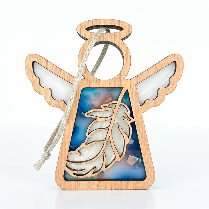 Feather Ornament | 3.5" (H) Angel Figurine | Mother's Angels® for wholesale by Forged Flare®