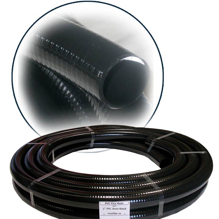 Alpine Corporation 2" ID PVC Flex Hose x 50 FT - Black for wholesale by Alpine Corporation