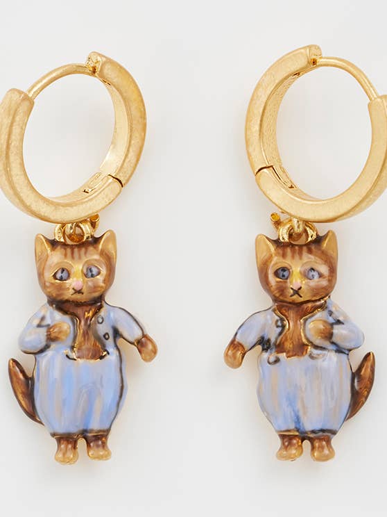 UK & EU ONLY - Peter Rabbit Tom Kitten Charm Huggie Earrings for wholesale by Fable England