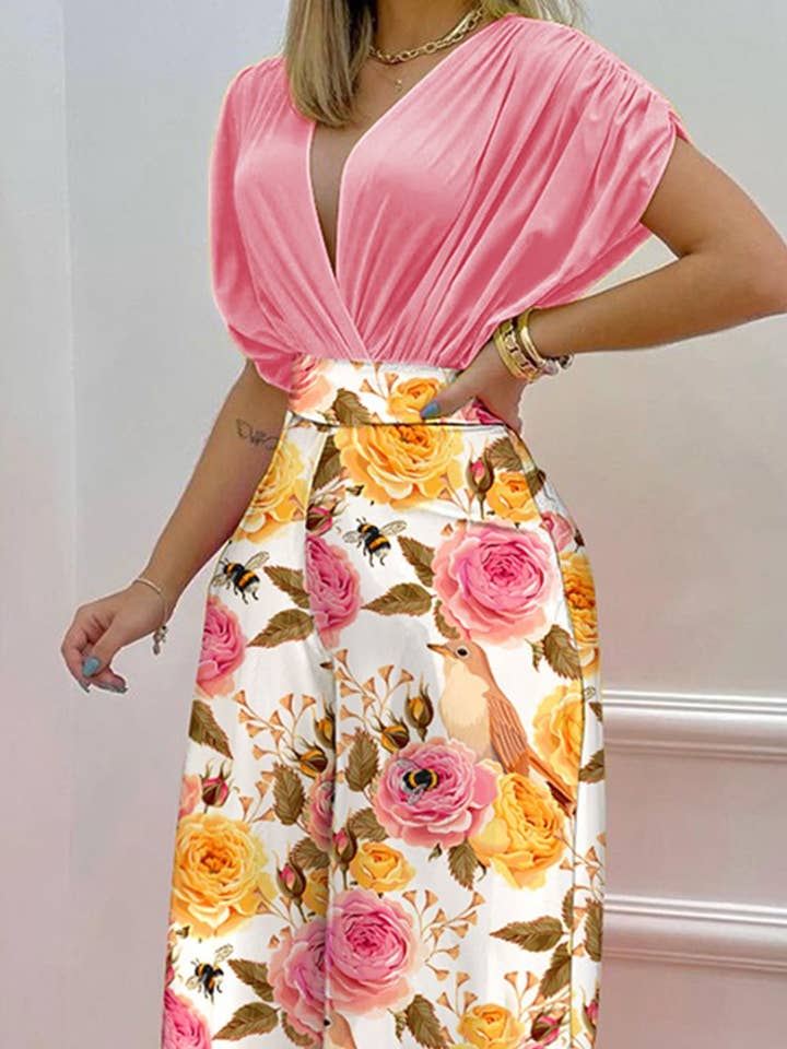Rosa Clothing - Wholesale Top & Pant Set (NOT Loungewear) - Women's - Bat-Sleeved Top Wide-Leg Pants Two-Piece Set