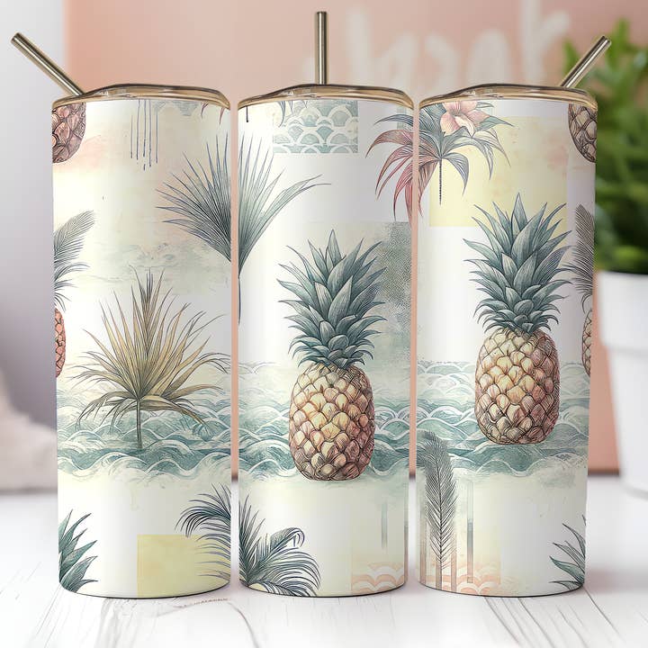 Gobelet Skinny de 20 oz aux ananas tropicaux pour la vente par Dogwood Graphics & Design