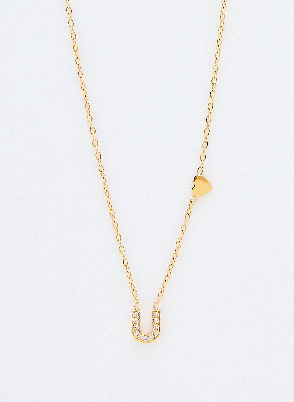 Cassette Barcelona - Vente Colliers à pendentif - Collier Initial avec Détail Cœur & Pierres de Zirconium20