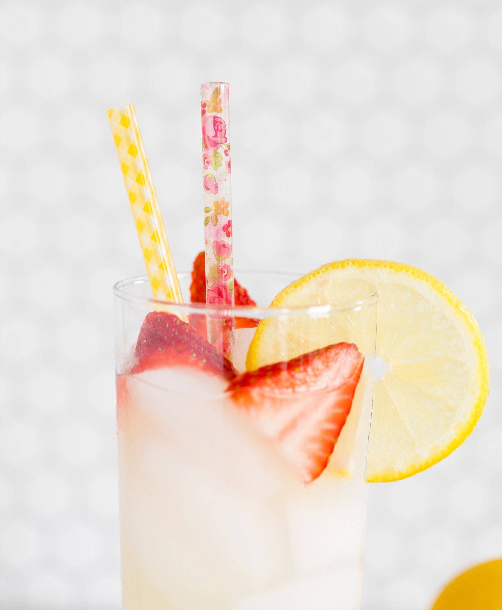My Mind’s Eye – wholesale Drinking straw – PLSS133 - Bright Gingham Floral Reusable Straws1