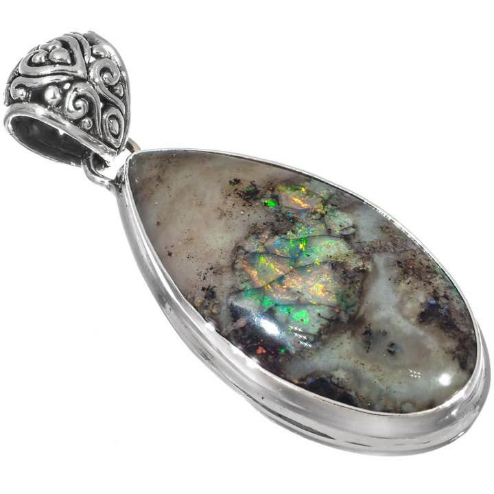 Pendentif en opale boulder australienne andamooka en argent sterling 925, 1 5/8" pour la vente par FifiRose