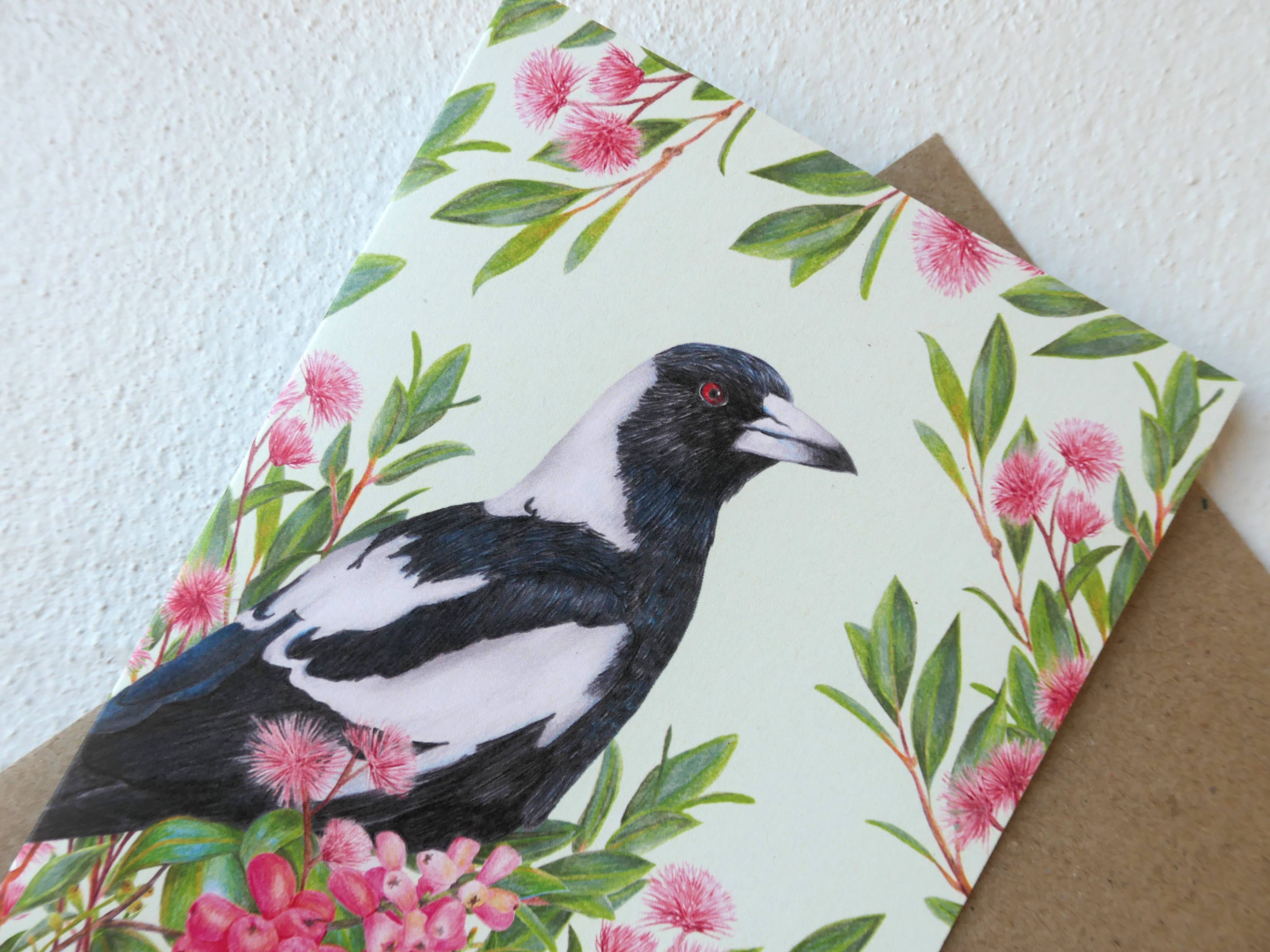 Kayla Reay Design - Wholesale Everyday Greeting Card - Australian Magpie Greeting Card - Australian Bird Art4