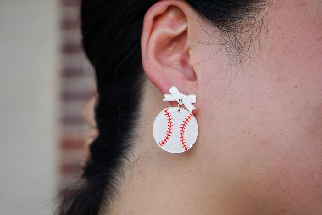 Spiffy & Splendid - Wholesale Dangle Earrings - Bow Baseball Earrings // Jewelry, Earrings, Game Day10
