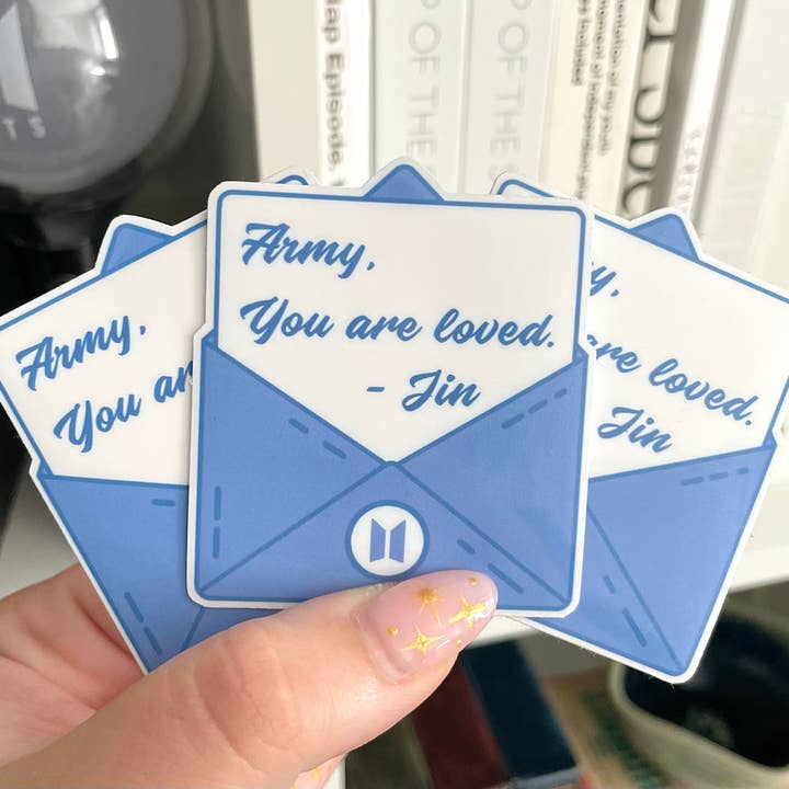 You Are Loved Letter to Army Kpop Waterproof Sticker for wholesale by Loaded Bun