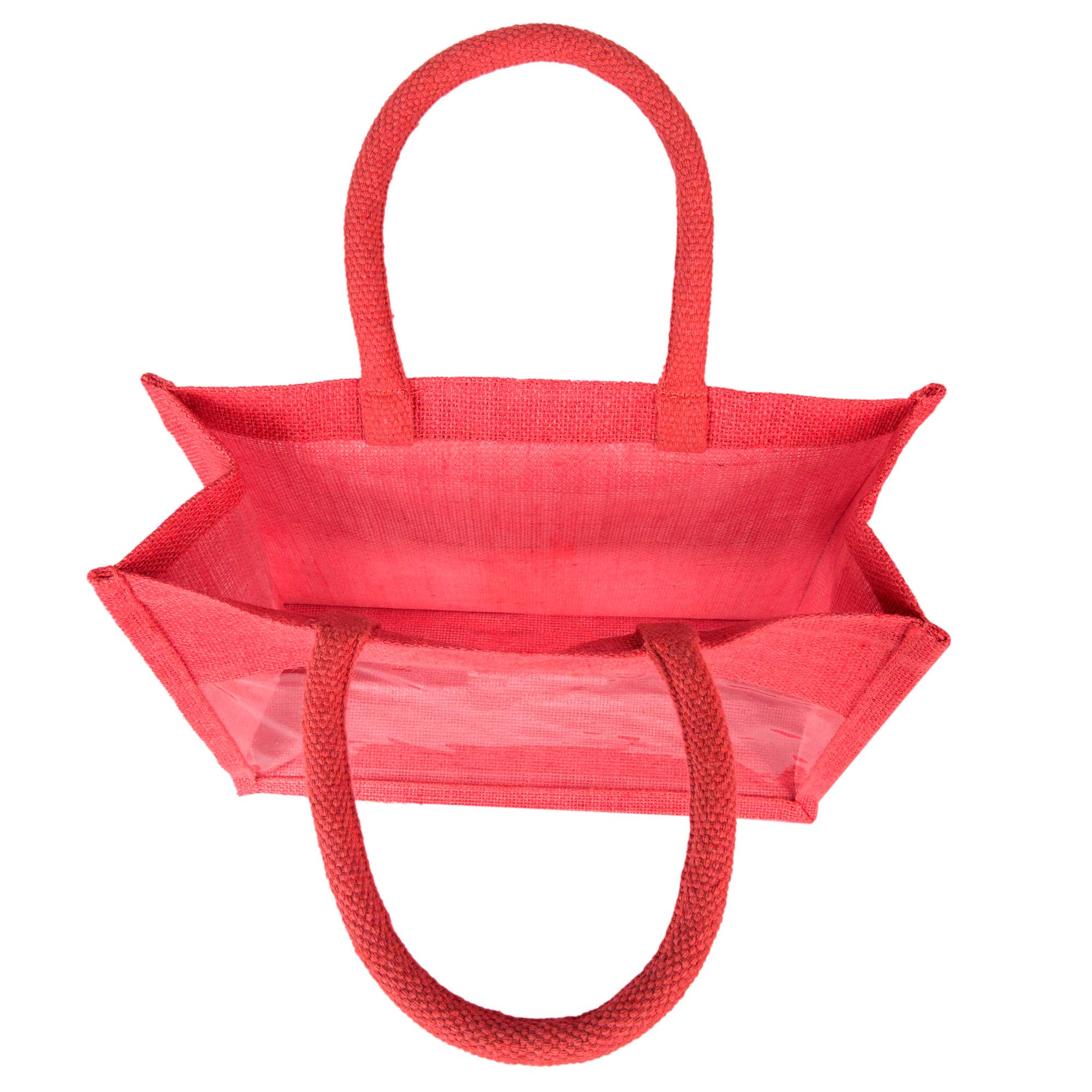 ecojutebags – wholesale Bärkasse - Unisex – Återanvändbara juteväskor – Set om 4 med PVC-fönsterpanel5