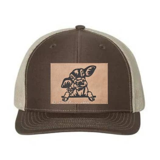 Trucker Hat - Calf Leather Hat Patch for wholesale by Prairie Buffalo