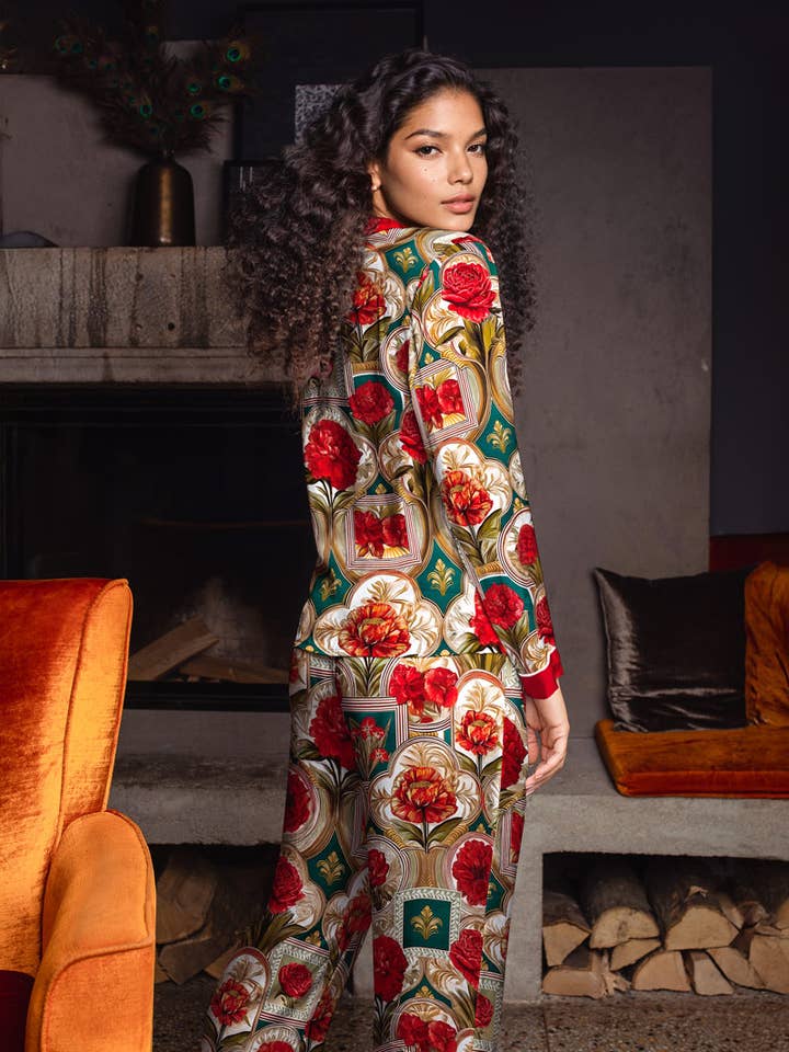 Red Rose Print Aubree Two-Piece Set for wholesale on Faire1