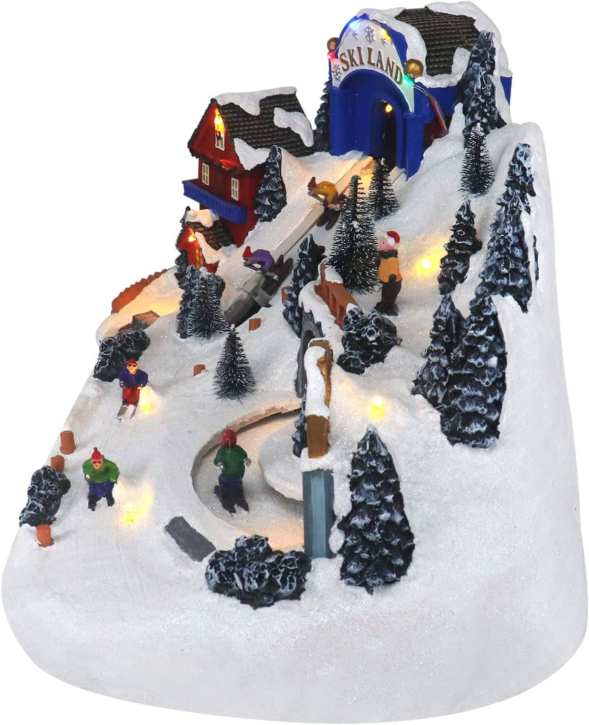 Top Treasures - Wholesale Christmas Decoration - Ski Resort with Moving Skiers1