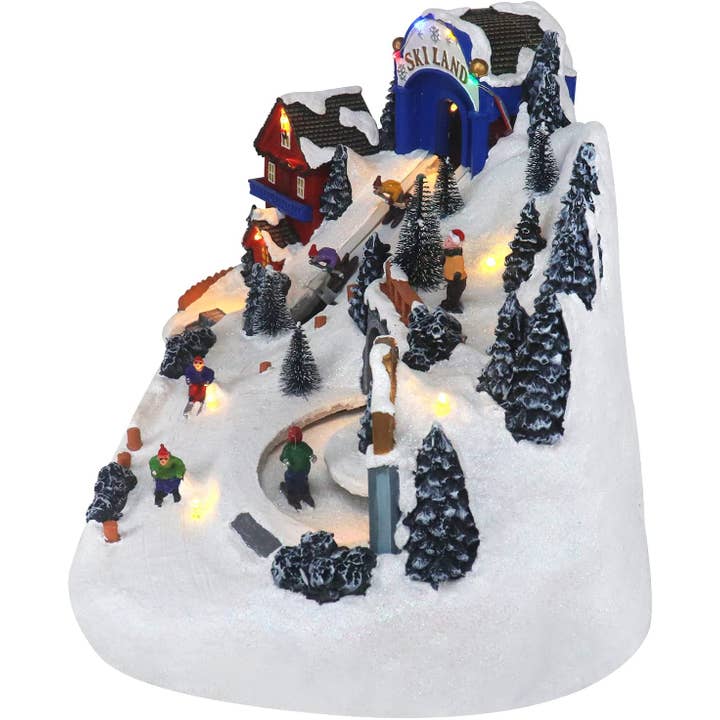 Top Treasures - Wholesale Christmas Decoration - Ski Resort with Moving Skiers1