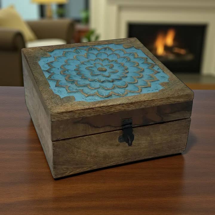 Snidat trä "Vattenkrusningar" gångjärnsförsedd låda-höst jul för wholesale av Wilco Home