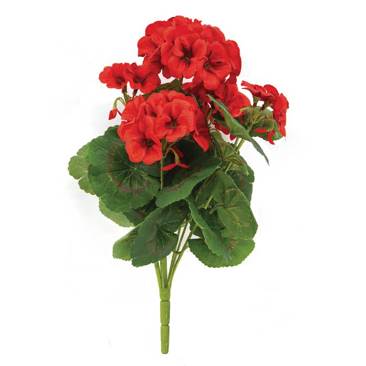 Saybrook Lane - Wholesale Artificial Flowers - Mini Red Geranium Bush - 12.5"