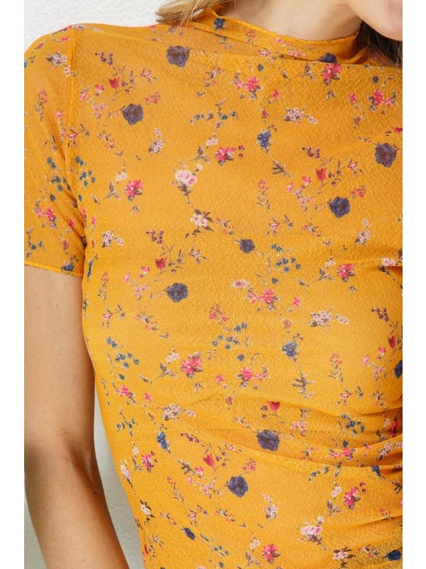 Yellow FLORAL PRINT TOP_608-438040-4 for wholesale on Faire