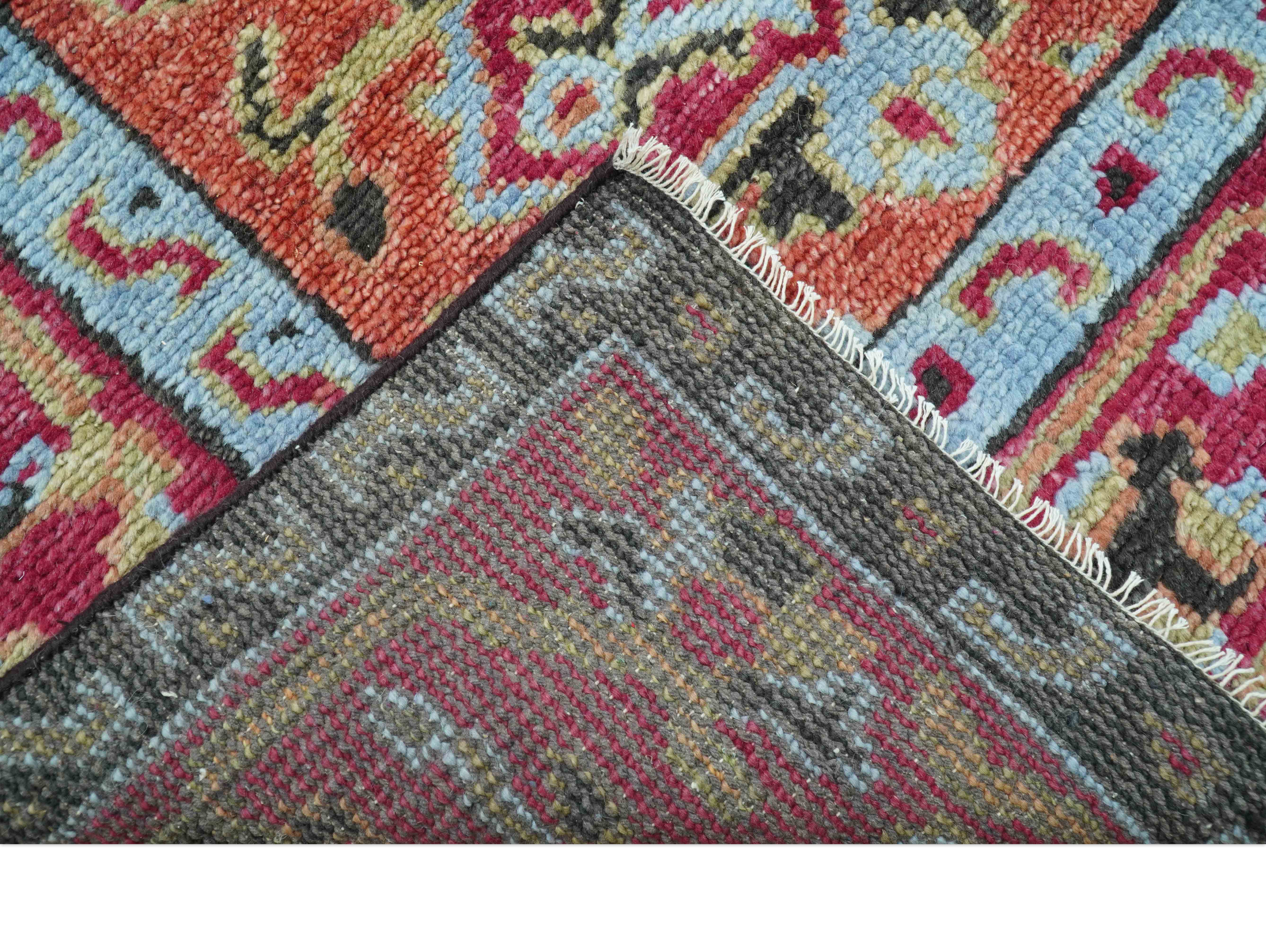 The Rug Decor, Inc. – Engroshandel Løst tæppe – Skræddersyet traditionelt design med centrale medaljoner i rust og sort håndknyttet uldtæppe5