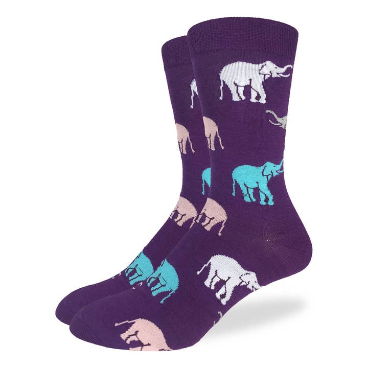 Good Luck Sock - Wholesale Socks - Men's - Men's Purple Elephants Socks
