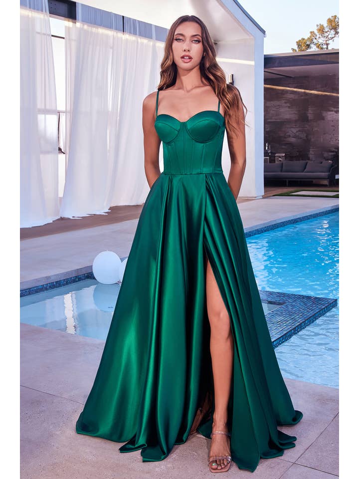 Ladivine by Cinderella Divine - Vente Robe de soirée – femme - Robe bustier en satin à coupe évasée3