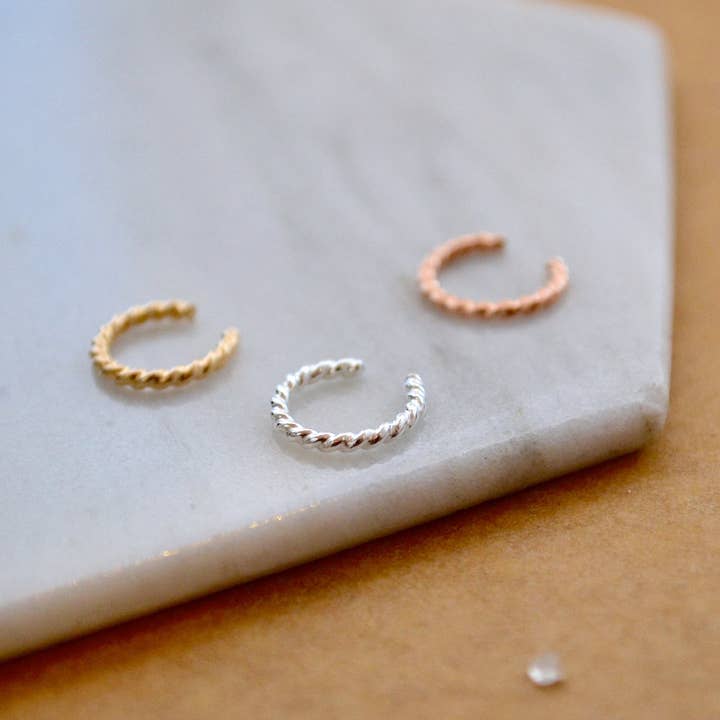 Foamy Wader - Wholesale Nose Ring - Tightrope Nose Cuff - handmade twisted wire septum cuff fake nose ring3