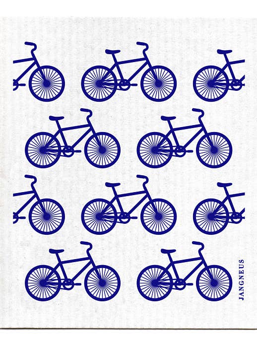 Swedish Dishcloth - Bikes - Blue for wholesale by Jangneus