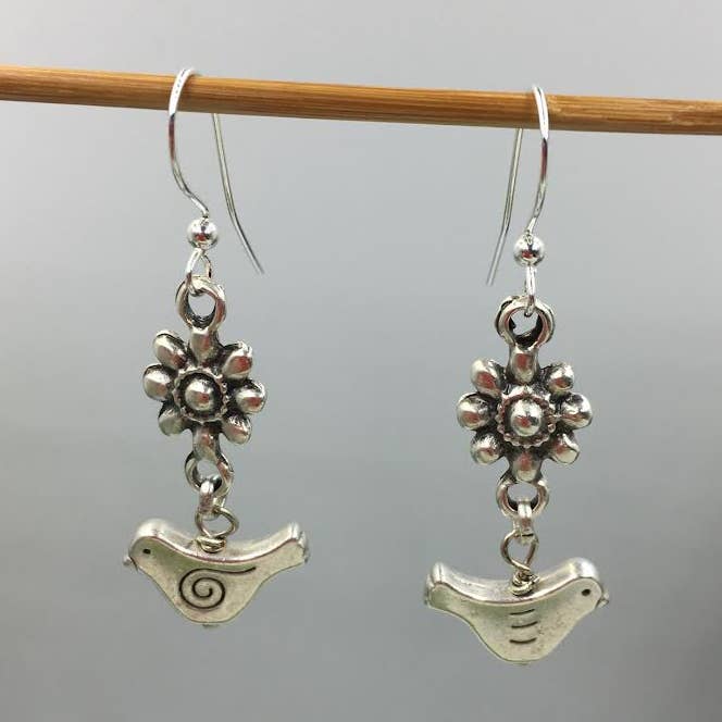 Volare - Vendita all'ingrosso Orecchini pendenti - Orecchini con uccelli e fiori0