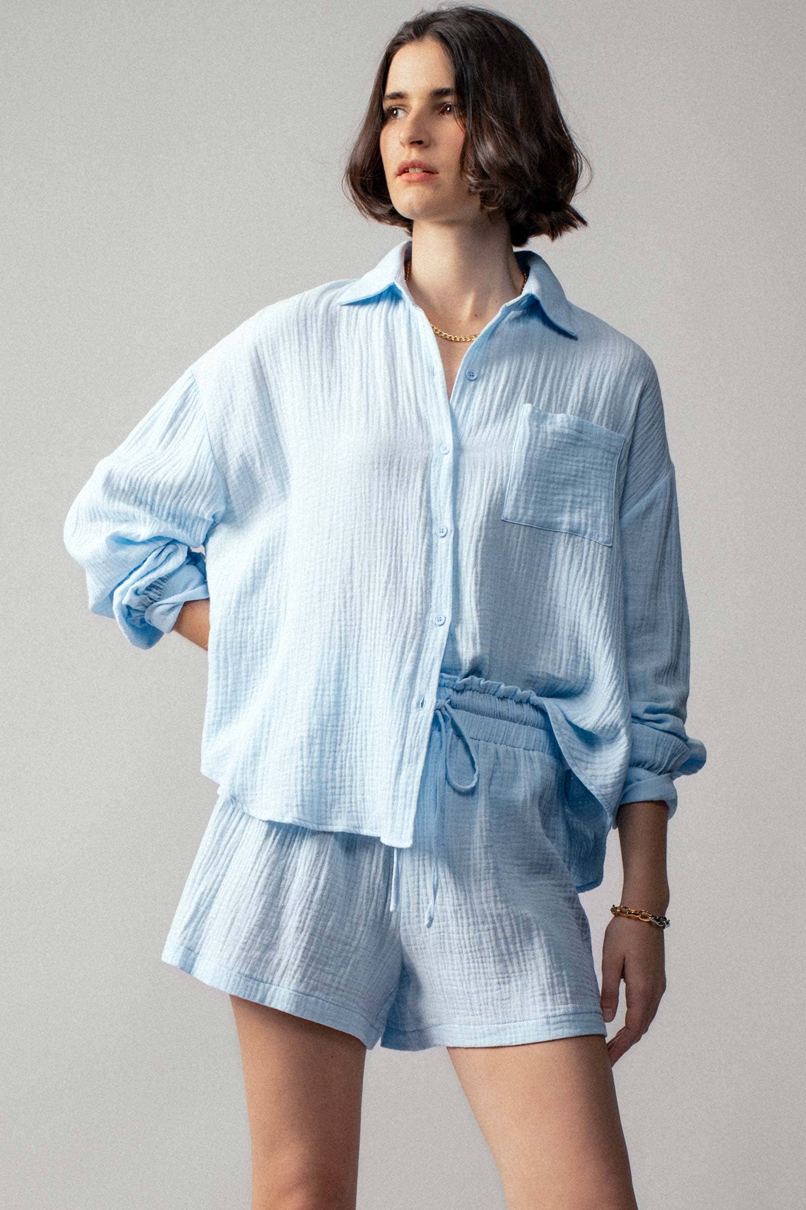 Urban Daizy - Wholesale Lounge Set - Women's - Crinkle Cotton Gauze Resort Button-Up Set37