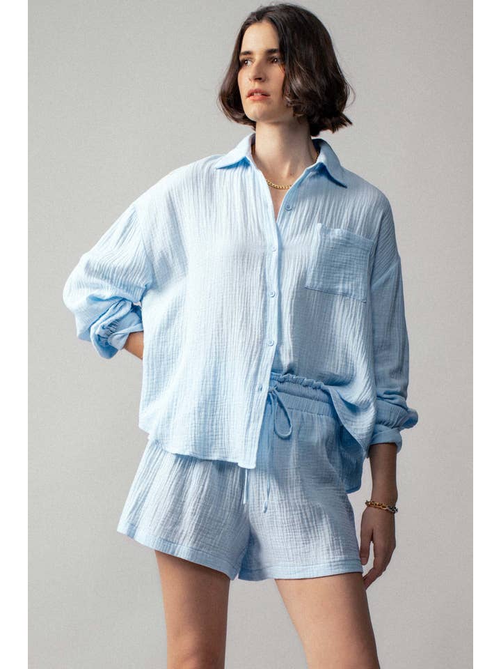 Urban Daizy - Wholesale Lounge Set - Women's - Crinkle Cotton Gauze Resort Button-Up Set37