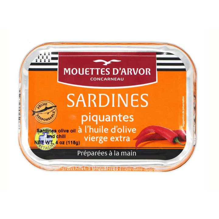 Gourmet Food Solutions, Inc. - Wholesale Tinned Fish - Mouettes d'Arvor Sardines w/ Chili & Extra Virgin Olive Oil