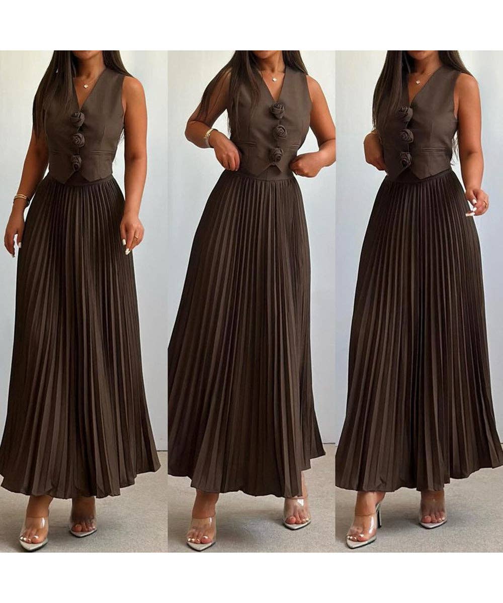 Aria Romance – Großhandel Set aus Oberteil und Rock – Damen – Zweiteiliges Set mit plissierten Ärmeln und Lagenlook24