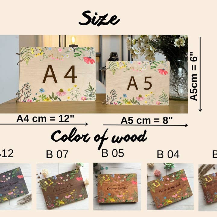 Cherish Deal - Venta al por mayor Libro de visitas - Álbum de Boda de Madera Floral – Libro de Recuerdos de Invitados Personalizado5