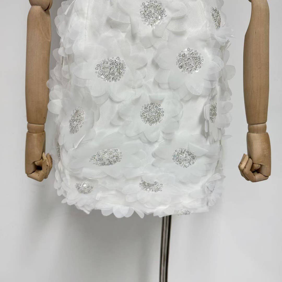 Productseeker - Wholesale Dress - Women's - DR751Y Halter Neck Sequin 3D Floral Backless Mini Dress17