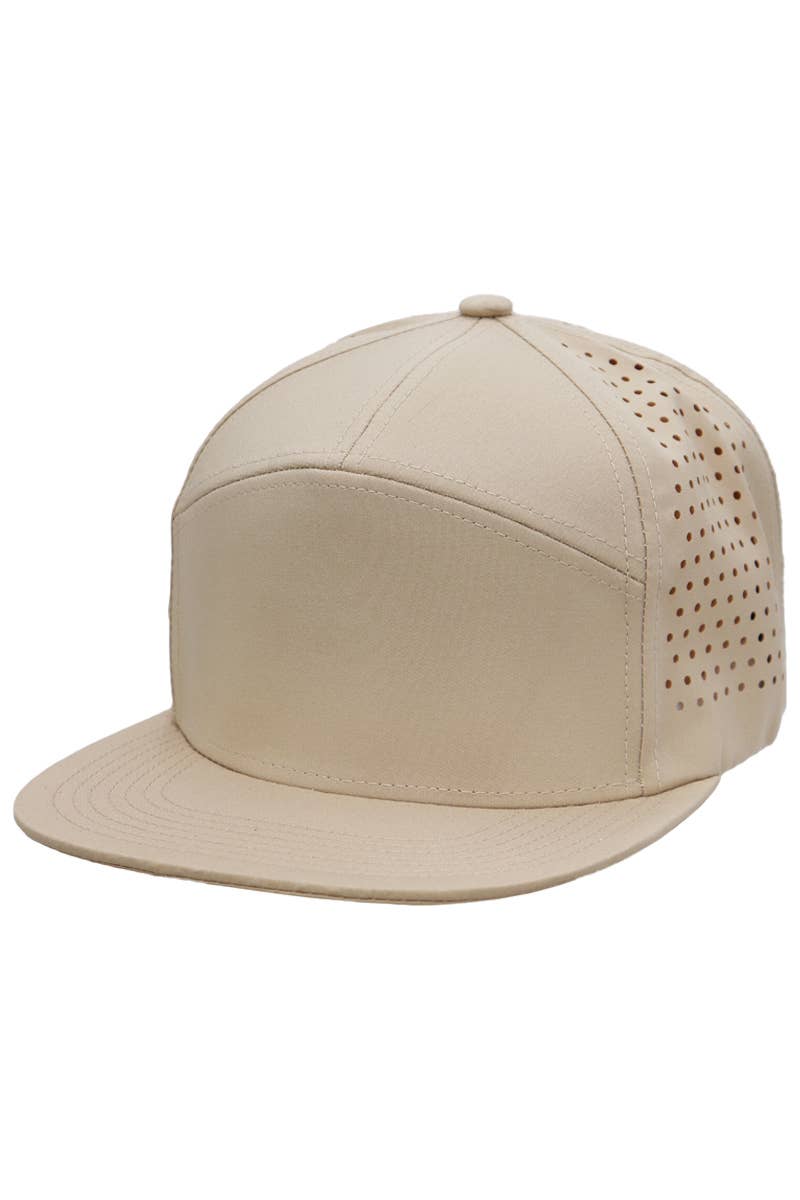 Cap Zone - Wholesale Flat Brim Cap - Men's - 7 Panel Perforated Cotton Poly Blend Snapback0
