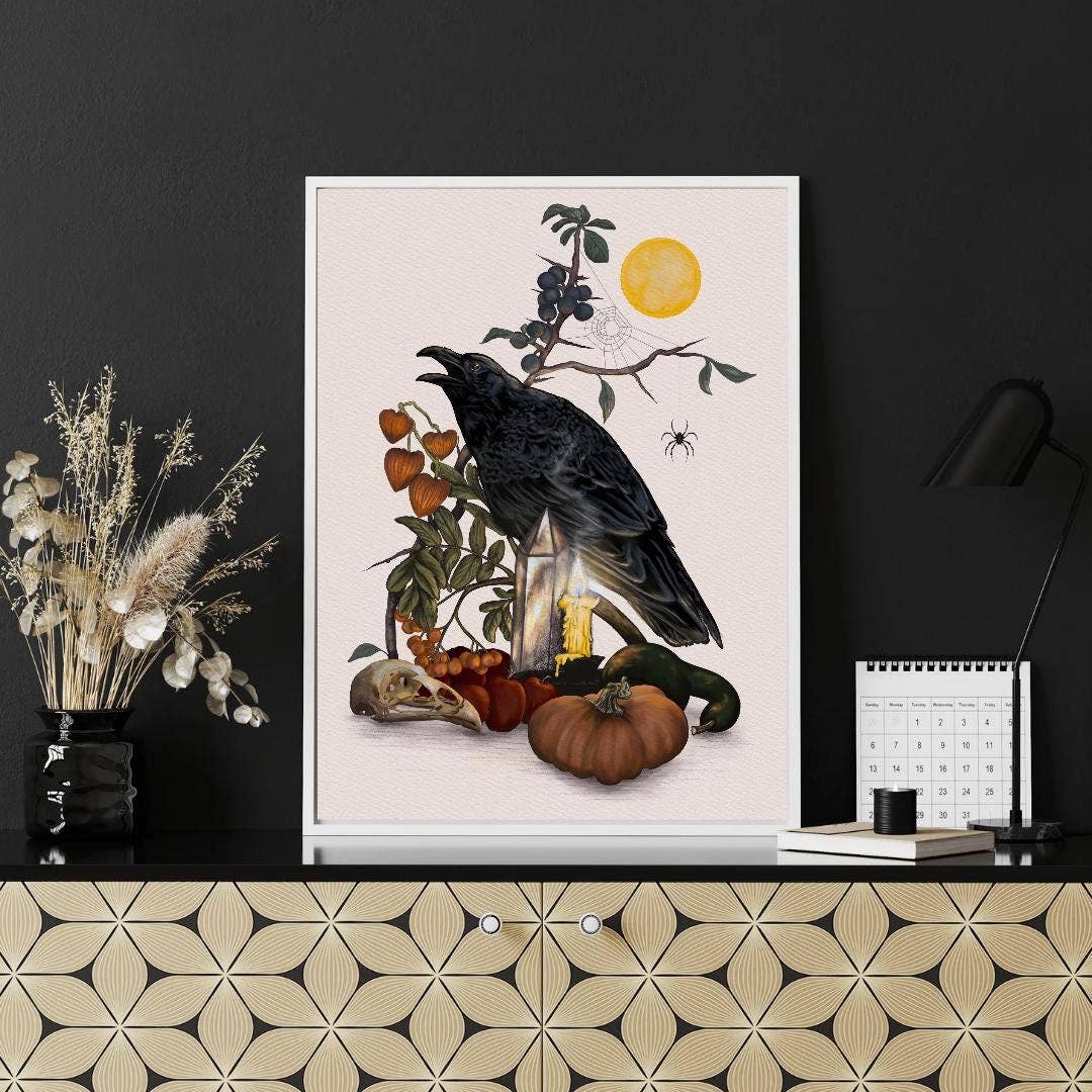Black Moss Studio - Wholesale Art Print - Witchy Autumn Raven Art Print3