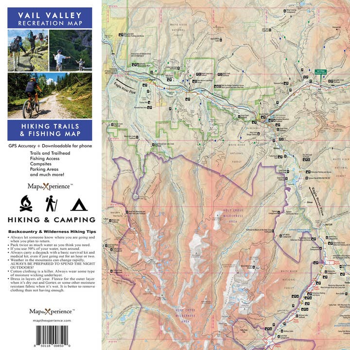 Vail Valley Colorado Hiking, Biking, and Fishing Map | Outdoor Adventure Guide for wholesale by Map the Xperience