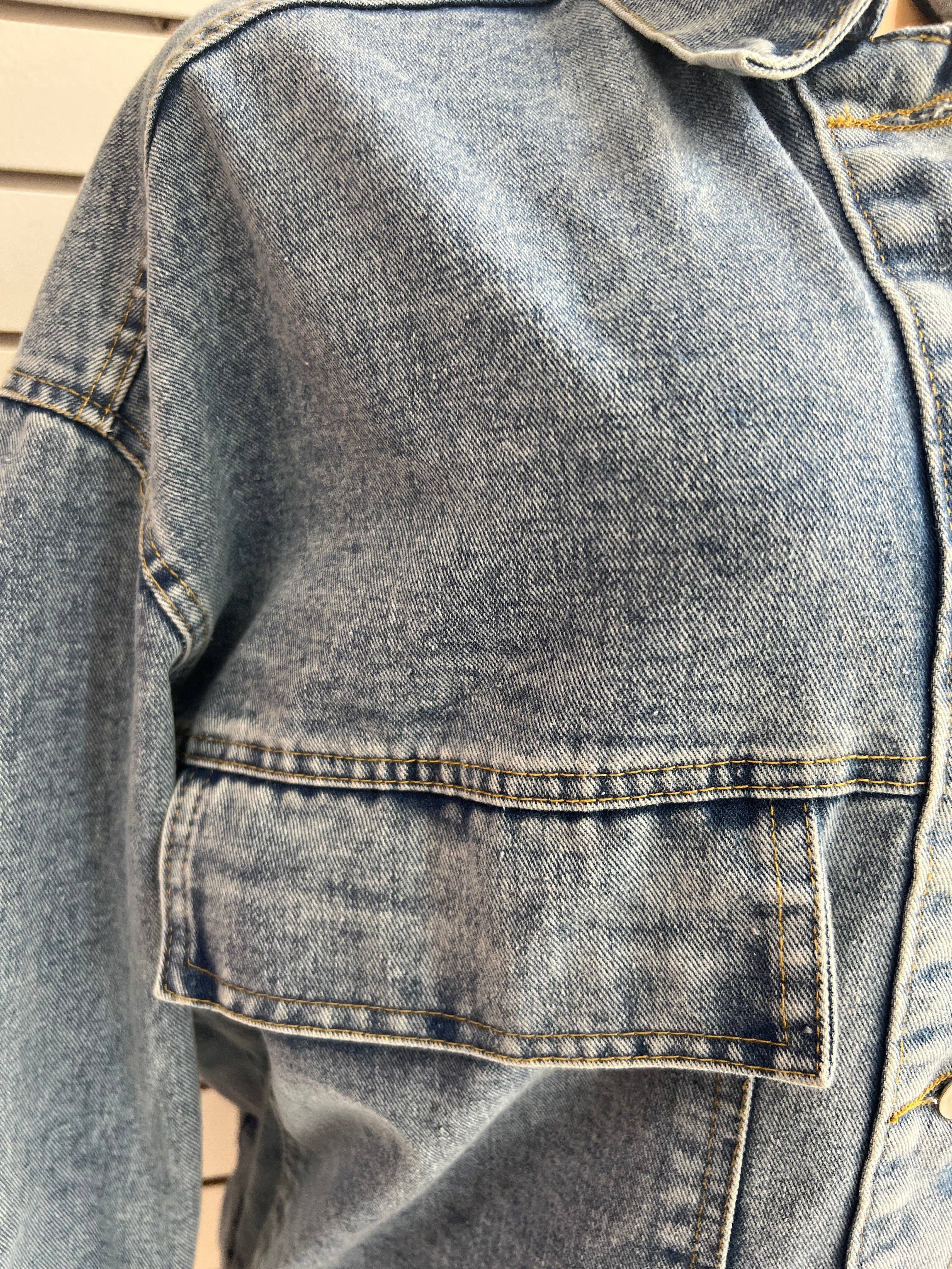 MB Fashion Wholesale - Wholesale Denim Jacket - Women's - MB FASHION Oversized Denim Jacket with Cartoon Graphic 2891LY6