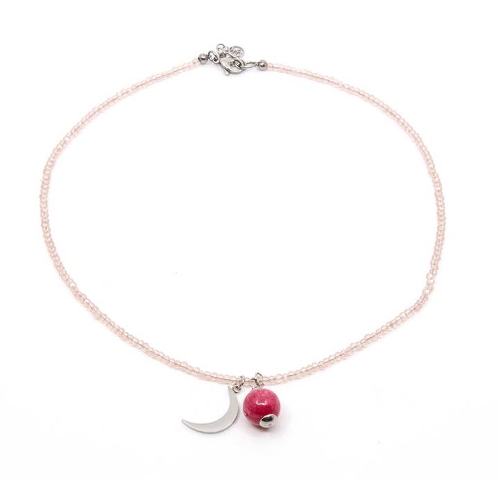 Moon Halsband Silver Rosa for wholesale by 7East