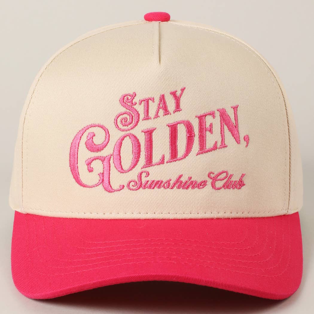 Fashion City - Vente Casquette de camionneur – femme - Casquette Trucker Brodée Stay Golden Sunshine Club33