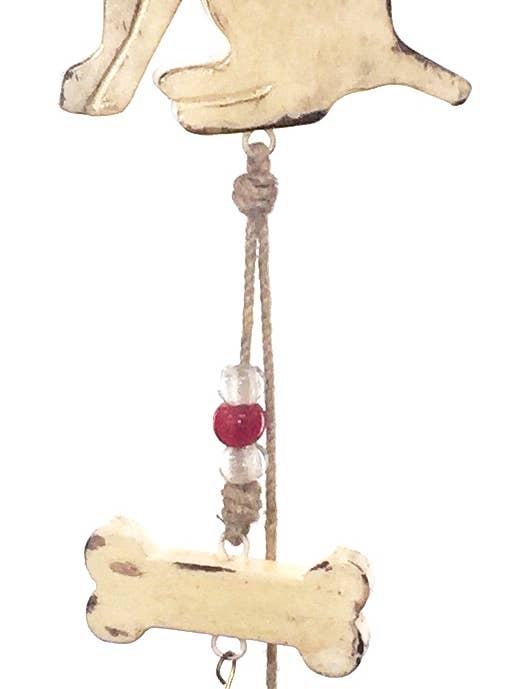 Cloche en bois de manguier - Dog Vintage White 32" pour la vente par Jafsons International