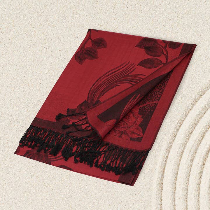 Sensibling Corp. - Wholesale Scarf – Women's - Rose Floral Pashmina Reversible Scarf Shawl9